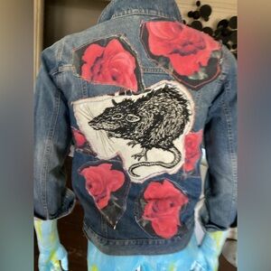 Rat & Flowers denim up cycled one of a kind